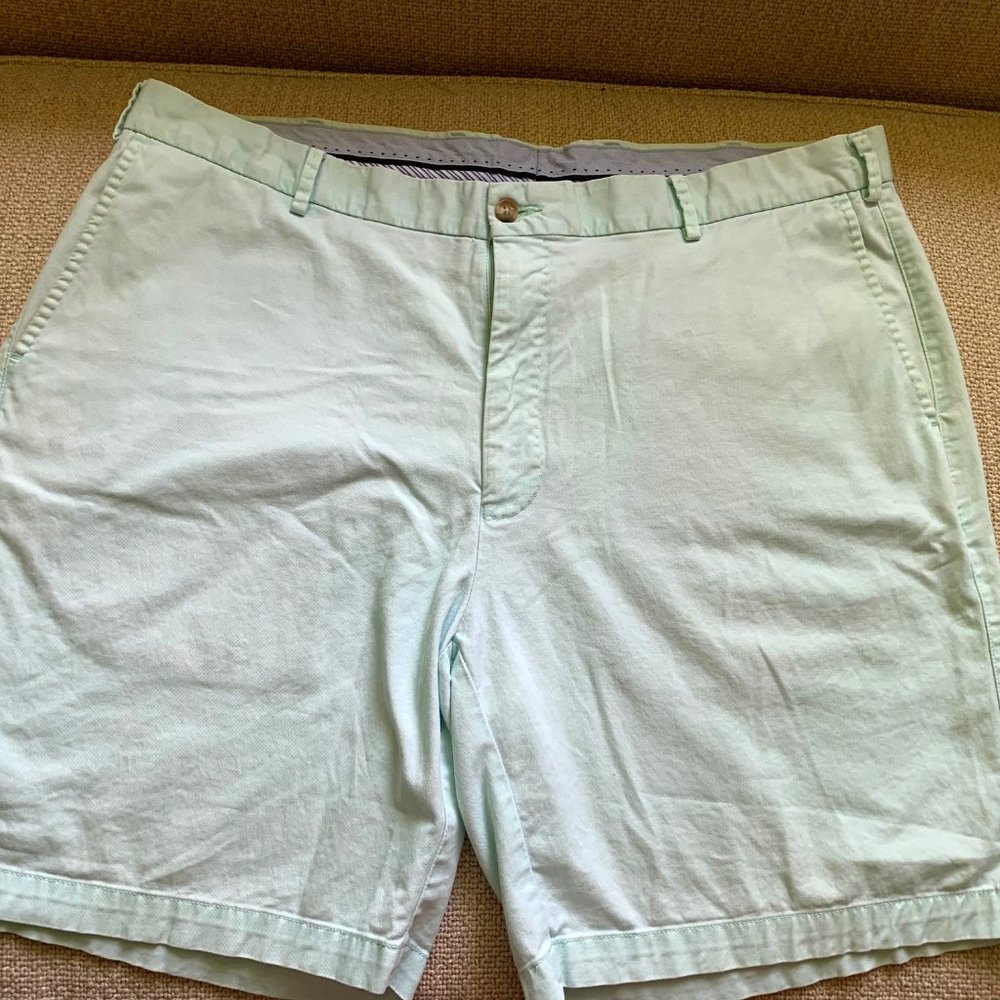 Peter Millar Pilot Twill Cotton blend men's classic shorts pale green 38